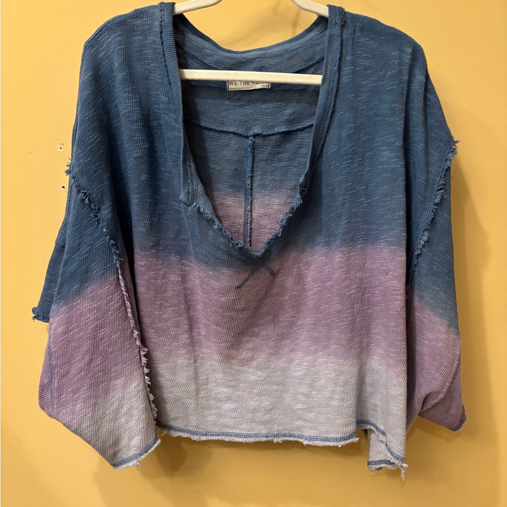 Free People We The Free Ombré Cropped Tee | Size M | Boho Slouchy Top - Picture 2 of 5